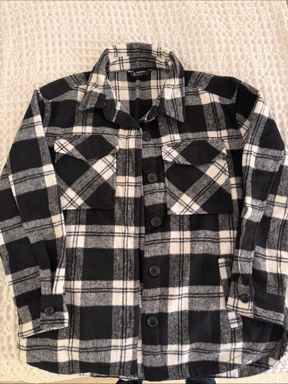 Women's Black & White Plaid Utility Shacket Jacket